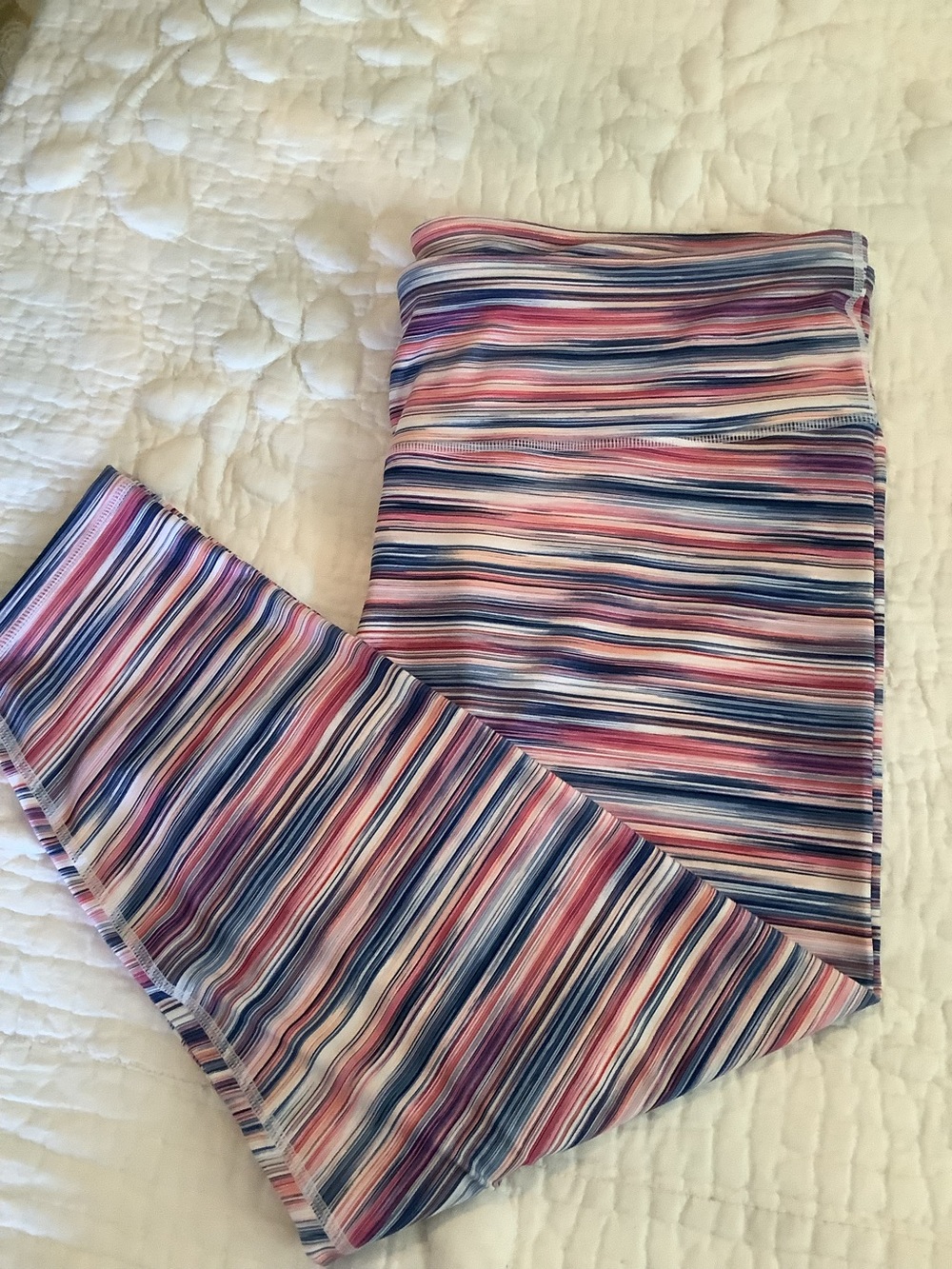 GAP woman’s ' Striped Active Capri Leggings - Pink, Blue & Purple